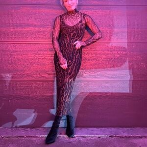 AFRM Animal Print Long Sleeve Dress